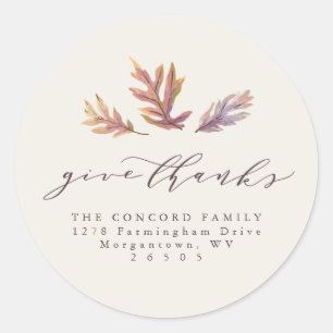 Give Thanks Thanksgiving return address sticker