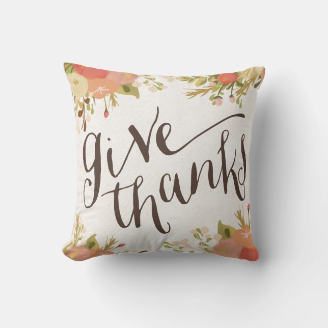 Give Thanks | Thanksgiving Throw Pillow (Front)