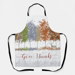Give Thanks Thanksgiving Trees and Lone Deer Apron