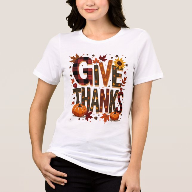 Give Thanks Thanksgiving Tri-Blend Shirt (Front)