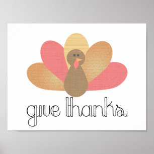 give thanks thanksgiving turkey design poster