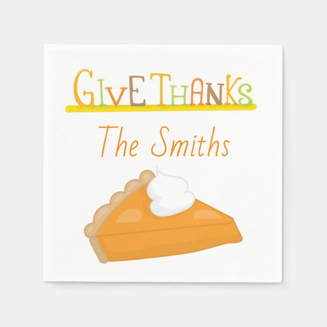 Give Thanks this Thanksgiving Sweet Potato Pie Napkin (Front)