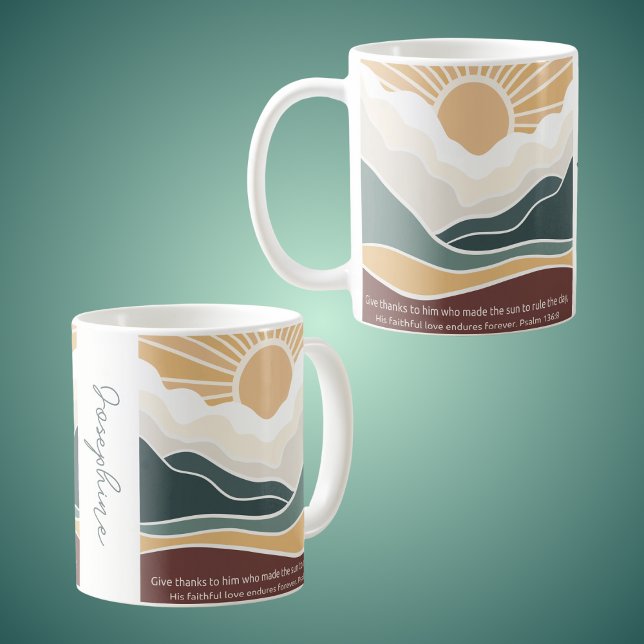 Give Thanks to Him Christian Boho Sunrise Coffee Mug (Creator Uploaded)