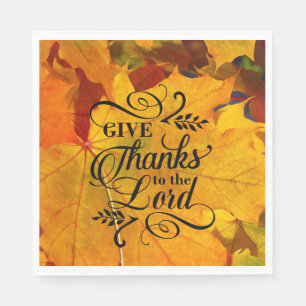 Give Thanks to the Lord Beautiful Fall Leaves Napkin