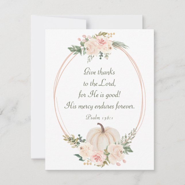 Give Thanks to the Lord Bible Thanksgiving Flat Card (Front)