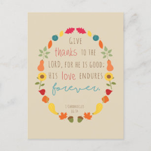 Give thanks to the Lord, Fall Bible Verse Postcard