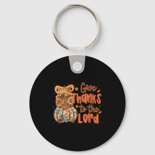 Give Thanks To The Lord Fall Christian Cross Coque Key Ring
