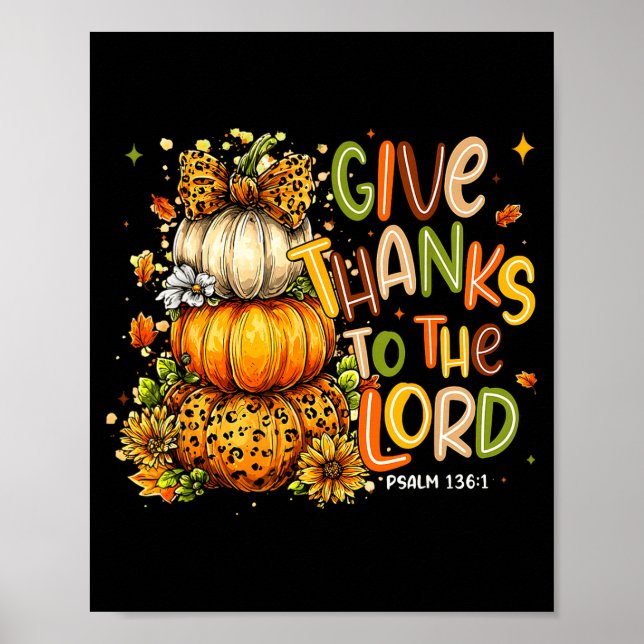 Give Thanks To The Lord Fall Christian Cross Coque Poster (Front)
