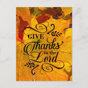 Give Thanks to the Lord, Fall Leaves Thanksgiving Postcard
