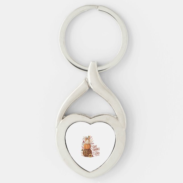 Give Thanks to the Lord,fall Pumpkin Key Ring (Front)