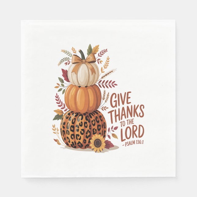 Give Thanks to the Lord,fall Pumpkin Napkin (Front)