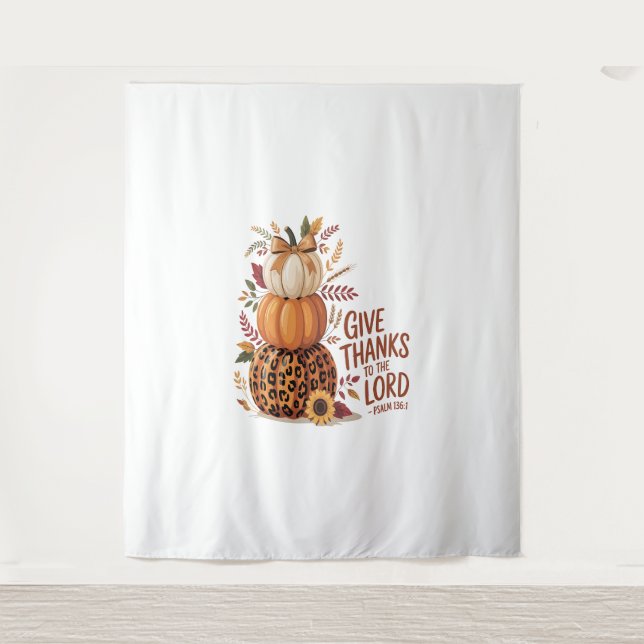 Give Thanks to the Lord,fall Pumpkin Tapestry (Front)