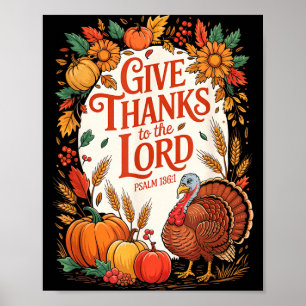 Give Thanks To The Lord Fall Pumpkin Thanksgiving Poster
