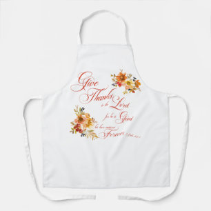 Give Thanks to the Lord fall watercolor floral Apron