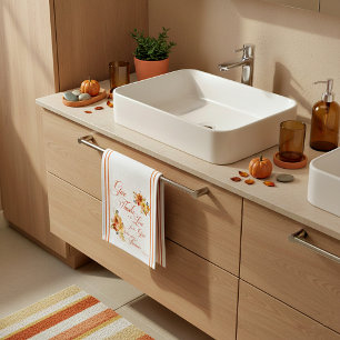 Give Thanks to the Lord fall watercolor floral  Ha Hand Towel