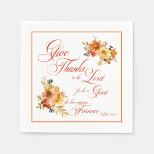 Give Thanks to the Lord fall watercolor floral Nap Napkin