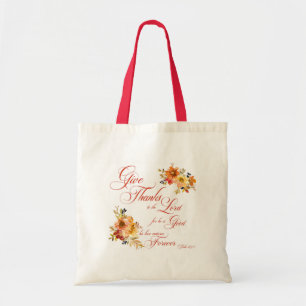 Give Thanks to the Lord fall watercolor floral Tote Bag