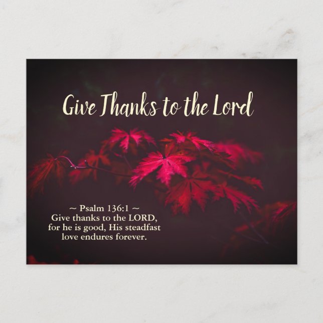 Give Thanks to the Lord, Inspiration Bible Verse Postcard (Front)