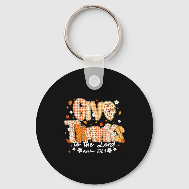 Give Thanks To The Lord Lace Christian Fall Autumn Key Ring (Front)