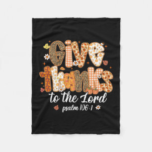 Give Thanks To The Lord Pumpkin Floral Fall Christ Fleece Blanket