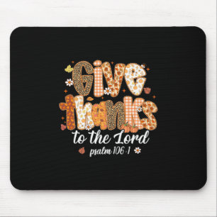 Give Thanks To The Lord Pumpkin Floral Fall Christ Mouse Mat