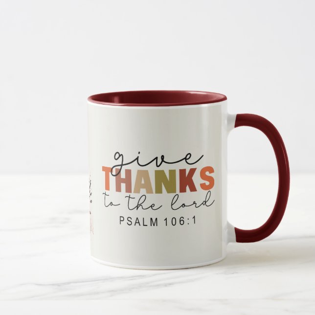 Give Thanks to the Lord Thanksgiving Bible Verse Mug (Right)