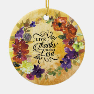Give Thanks to the Lord, Thanksgiving Ceramic Tree Decoration
