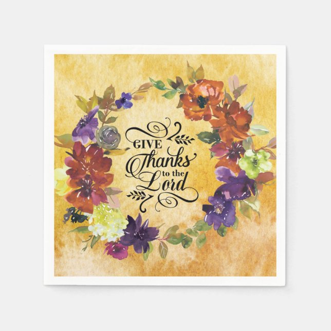 Give Thanks to the Lord, Thanksgiving Napkin (Front)