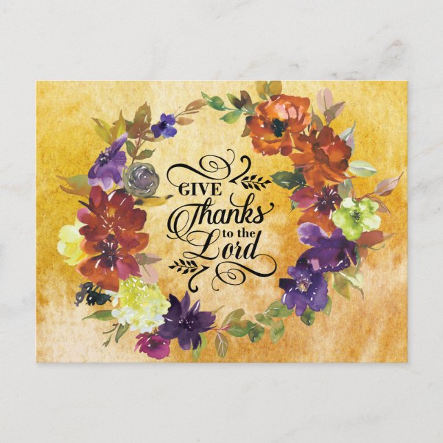 Give Thanks to the Lord, Thanksgiving Postcard (Front)