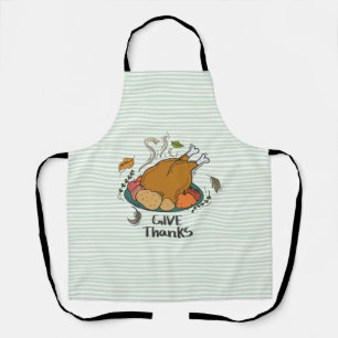 "Give Thanks" Turkey and Harvest Fruits Apron