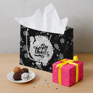 Give Thanks Turkey Thanksgiving Vintage Large Gift Bag