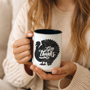Give Thanks Turkey Thanksgiving Vintage Mug