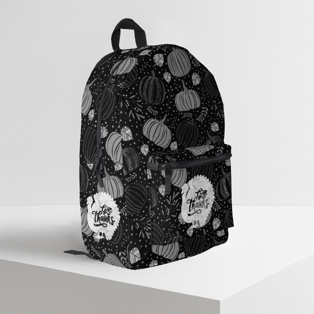 Give Thanks Turkey Thanksgiving Vintage Printed Backpack (Creator Uploaded)
