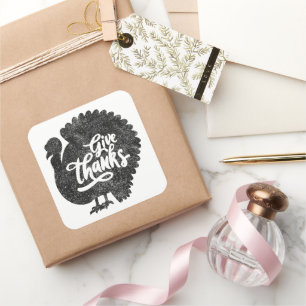 Give Thanks Turkey Thanksgiving Vintage Square Sticker
