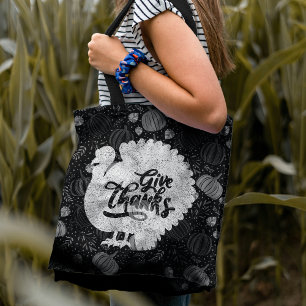 Give Thanks Turkey Thanksgiving Vintage Tote Bag