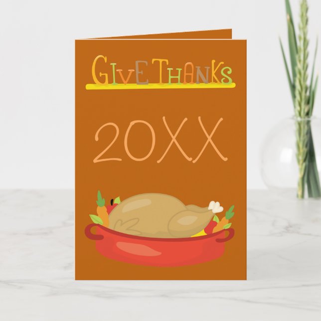 Give Thanks Turkey theme Holiday Card (Front)