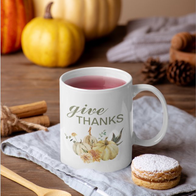 Give Thanks Watercolor Pumpkin Coffee Mug (Creator Uploaded)