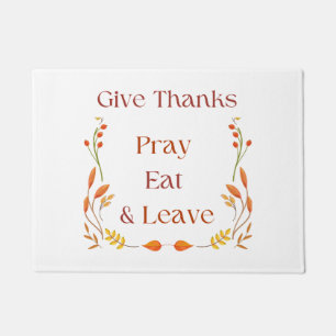 Give Thanks White Door Mat