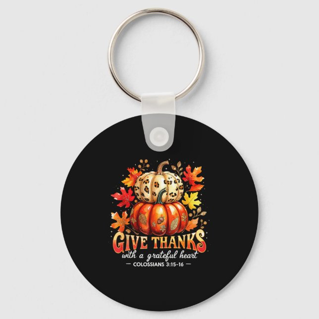 Give Thanks With A Grateful Heart Bible Verse Pump Key Ring (Front)