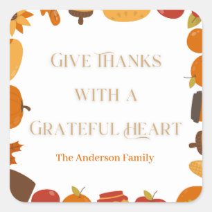 give thanks with a grateful heart square sticker