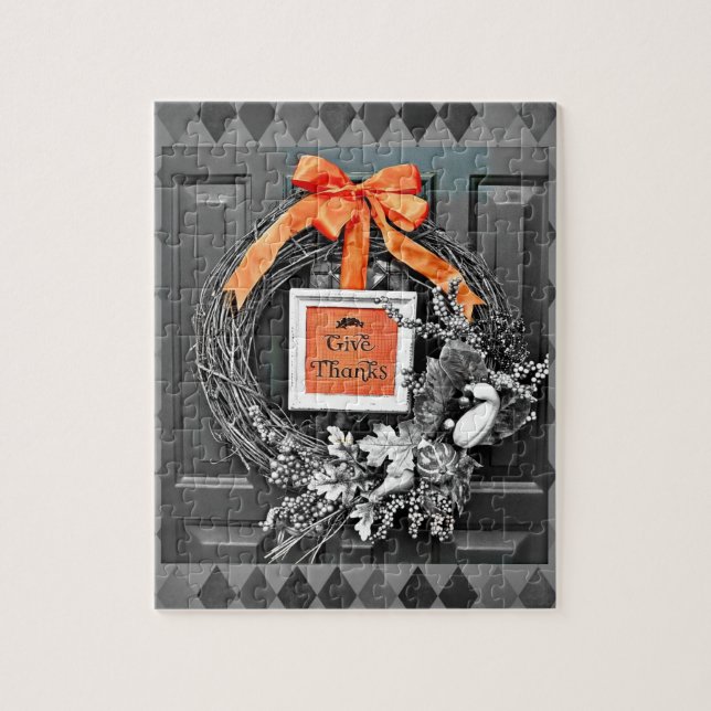 Give Thanks Wreath Jigsaw Puzzle (Vertical)