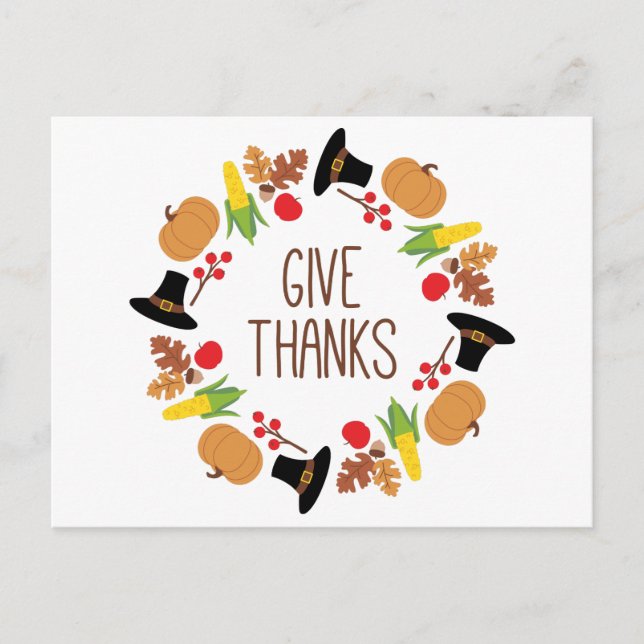 Give Thanks Wreath Postcard (Front)