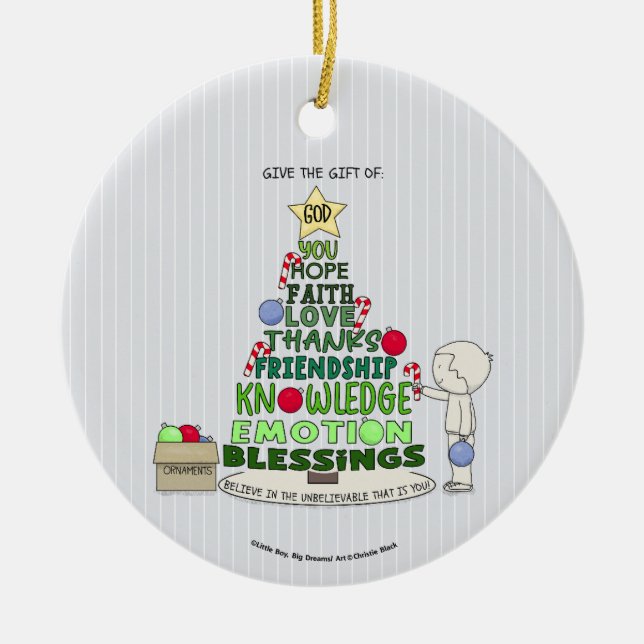Give the Gift of: Word Tree  Ceramic Tree Decoration (Front)