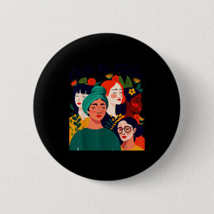 Give to gain international women's day 2026 flower 6 cm round badge