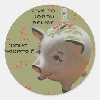 GIVE TO JAPAN RELIEF "DOMO ARIGATO !" CLASSIC ROUND STICKER