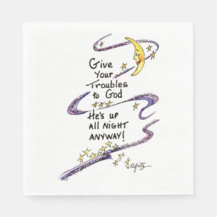 Give Your Troubles to God. Comforting Saying  Napkin