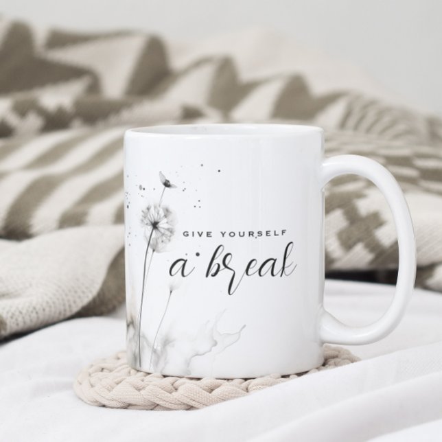 Give Yourself a Break Watercolor Dandelion  Mug (Creator Uploaded)