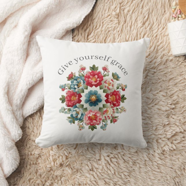 Give Yourself Grace Affirmation Throw Pillow (Blanket)