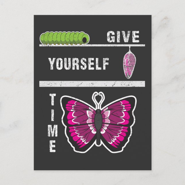 Give Yourself Time Butterfly Inspirational Quote Postcard (Front)