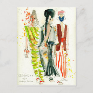 Givenchy Fashion Show Paris - fashion illustration Postcard